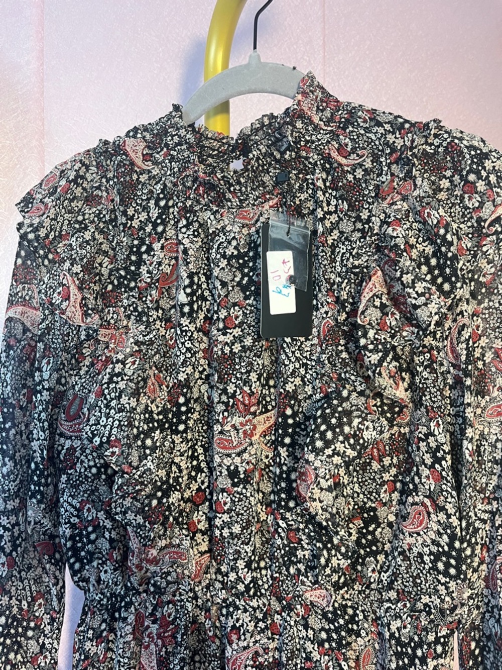 FATE Black Paisley Floral Ruffle Mini Dress - Picture 4 of 8